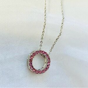 Avon Silver Necklace with Pink CZ Pendant